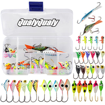 THKFISH 38PCS Ice Fishing Jigs Walleye Fishing Lures Crappie Jigs