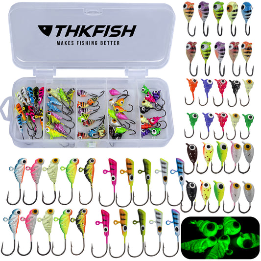 THKFISH Ice Fishing Jigs Kit 50PCS