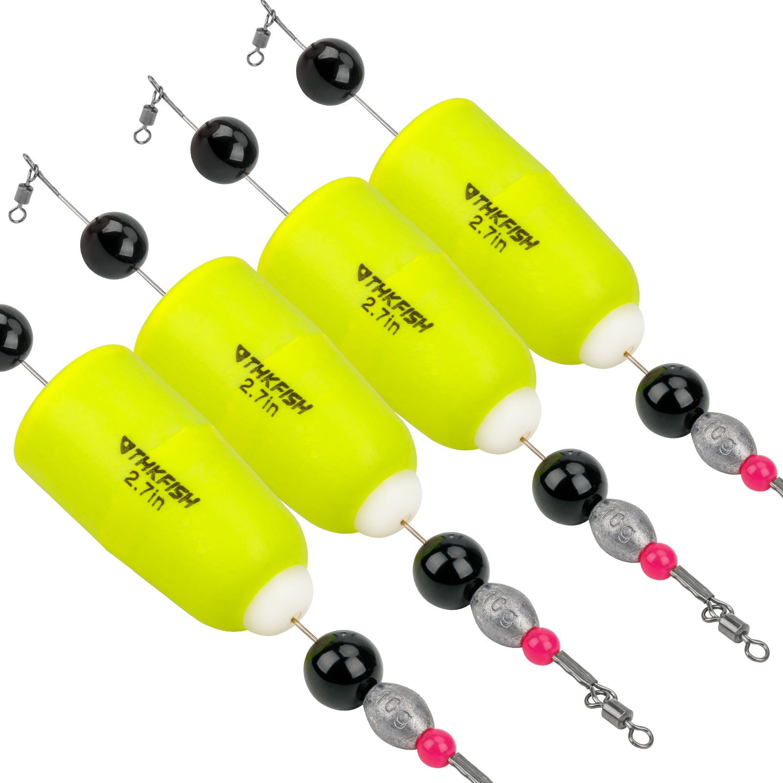 THKFISH 4PCS 2.7in Weighted Fishing Bobbers Popping Floats Rig
