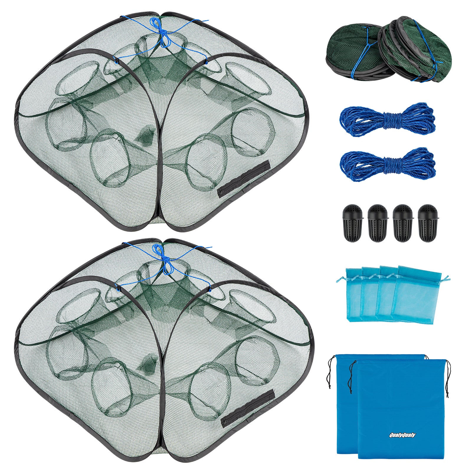 buy fishing nets for sale THKFISH 2PCS Foldable Fishing Net Lobster Minnow Shrimp Trap For Sale 9 Holes