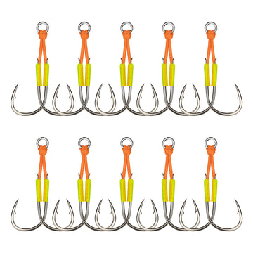 THKFISH 10pcs Fishing Assist Hooks For Saltwater Jigging
