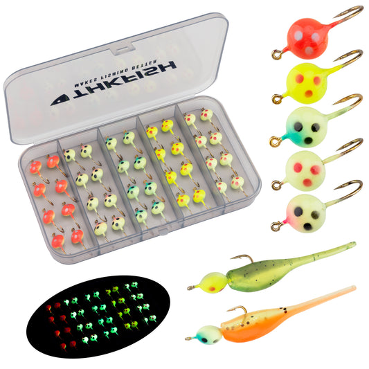 THKFISH Ice Fishing Jigs Lures Small Fishing Tackle Kit - 40pcs