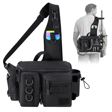 THKFISH Portable Fishing Tackle Bag Sling Pack with D-Rings
