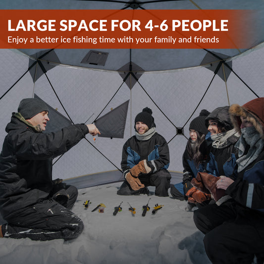 THKFISH 4-6 Person Pop-Up Portable Ice Fishing Tent Shelter