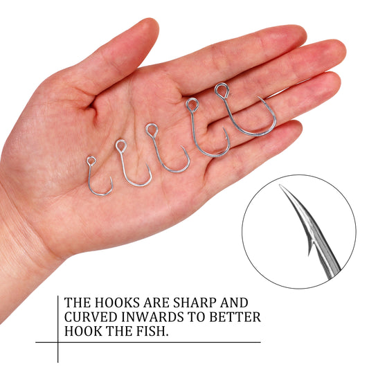 THKFISH 50pcs/100Pcs Box Inline Single Hooks Replacement Fishing Hooks