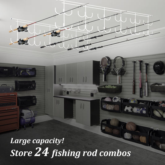 THKFISH Ceiling Mount Fishing Rod Racks - Hold 24 Rods