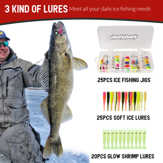 THKFISH Ice Fishing Rod and Reel Combo Complete Set - 75pcs