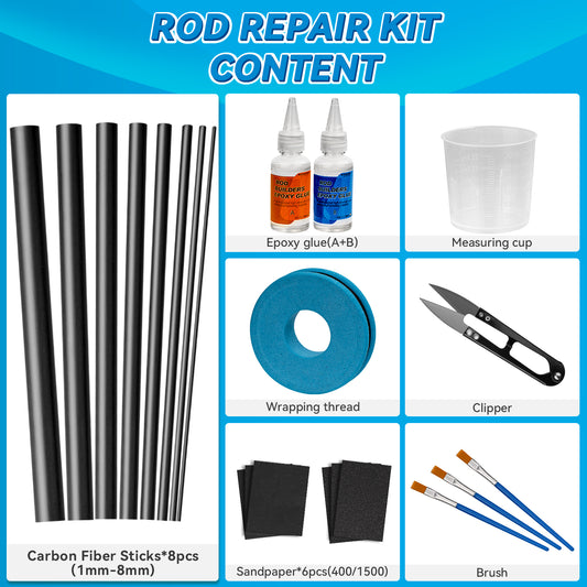 THKFISH Fishing Rod Repair Kit with Carbon Fiber Sticks