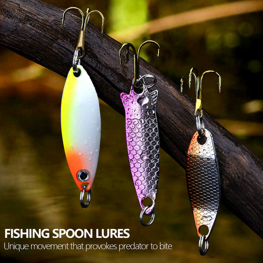 THKFISH 30Pcs Fishing Lures Baits Tackle Fishing Spoon Lure