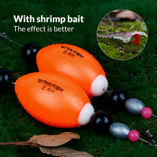 THKFISH 4PCS 2.4in Weighted Bobbers for Fishing Popping Cork Float Rig