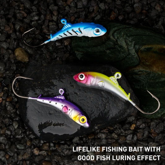 THKFISH 8PCS Ice Fishing Lures Jigs Heads Hooks Set