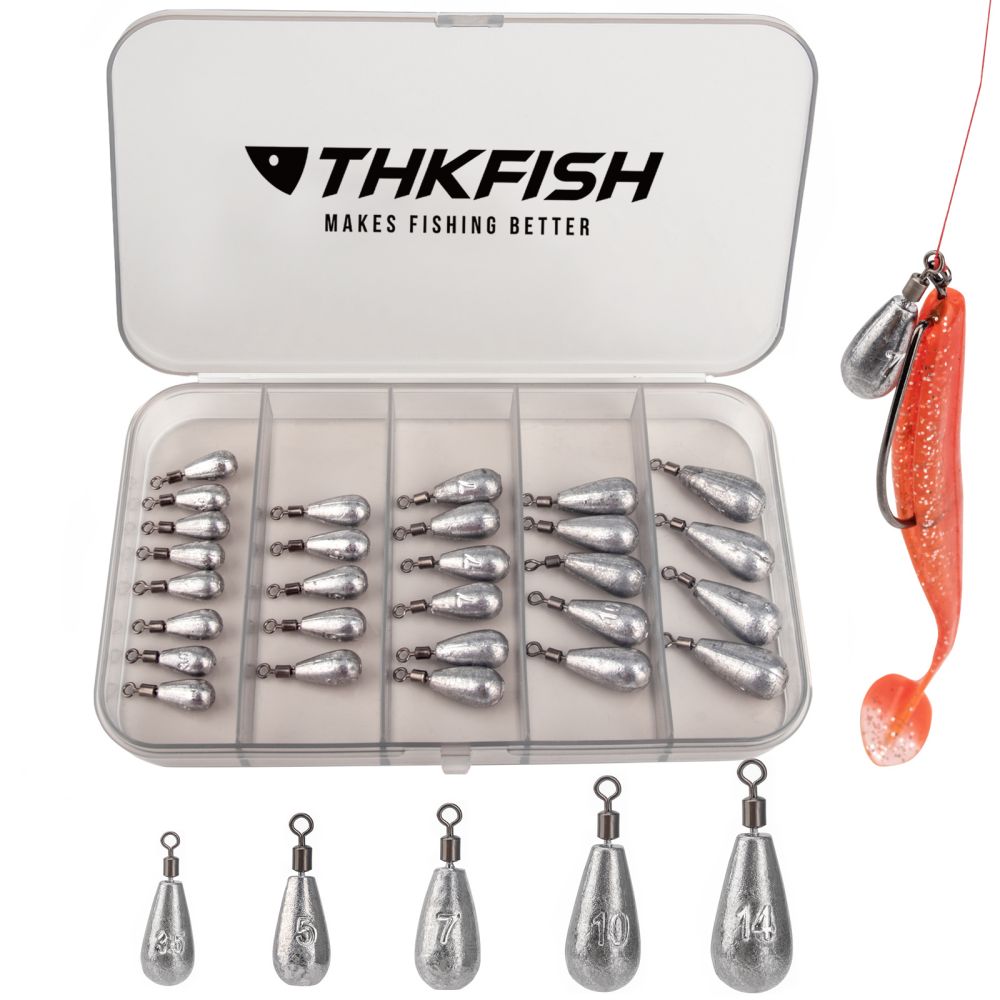 THKFISH 28pcs Drop Shot Fishing Weights Sinkers