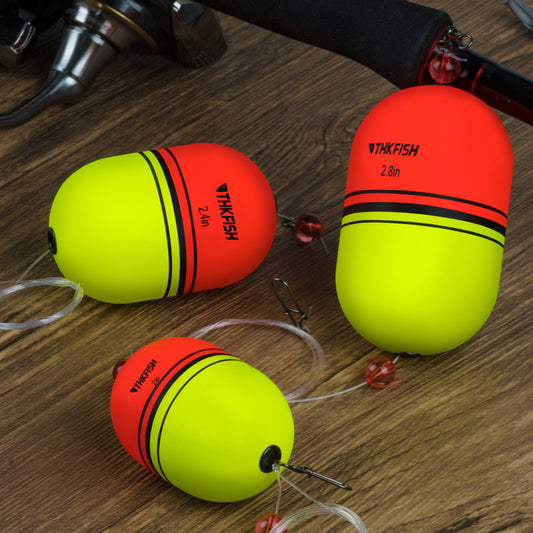 THKFISH 8PCS EVA Foam Popping Corks Floats Slip Bobbers