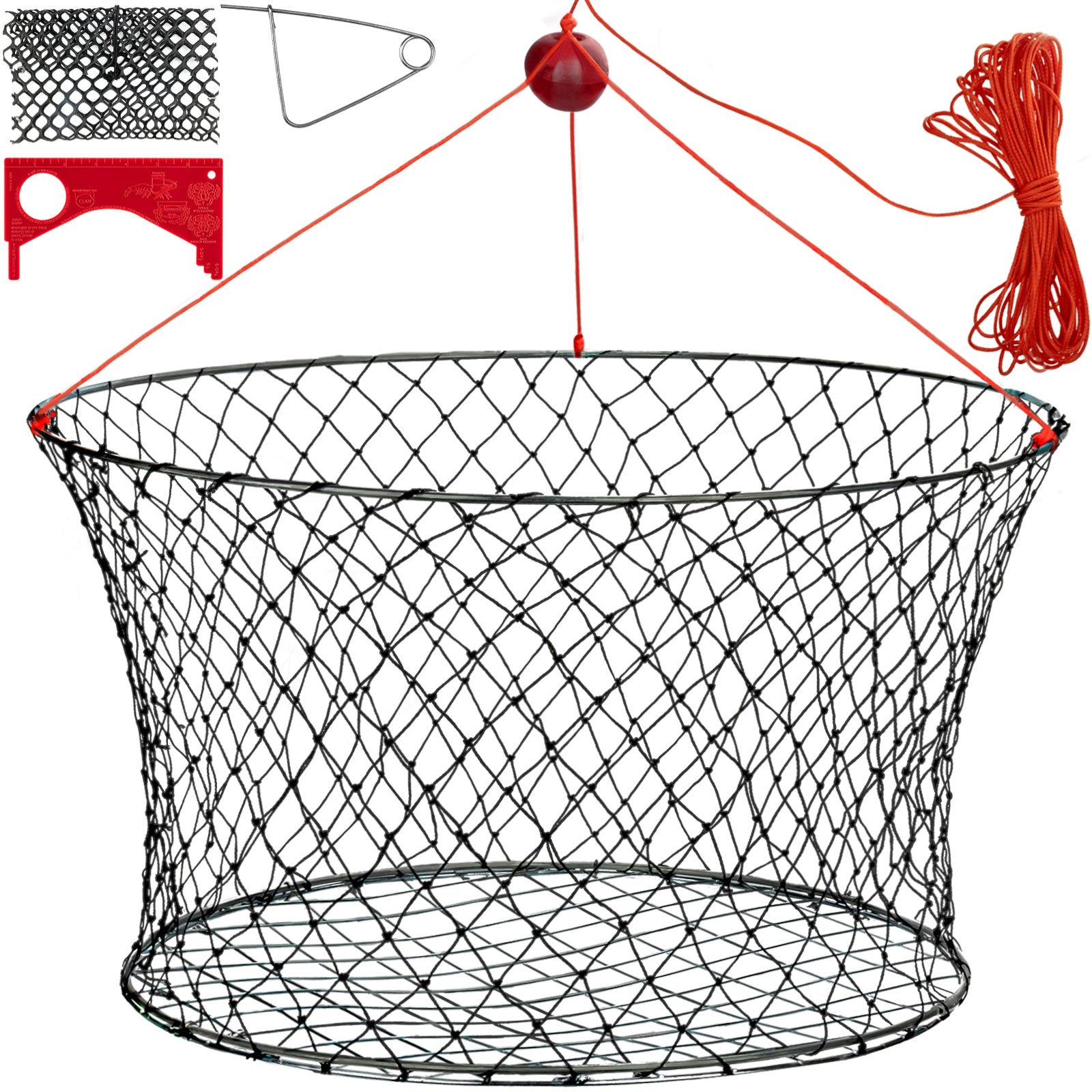 THKFISH Crab Ring Trap Bait with Crab Gauge Measure Balck-Standard-L