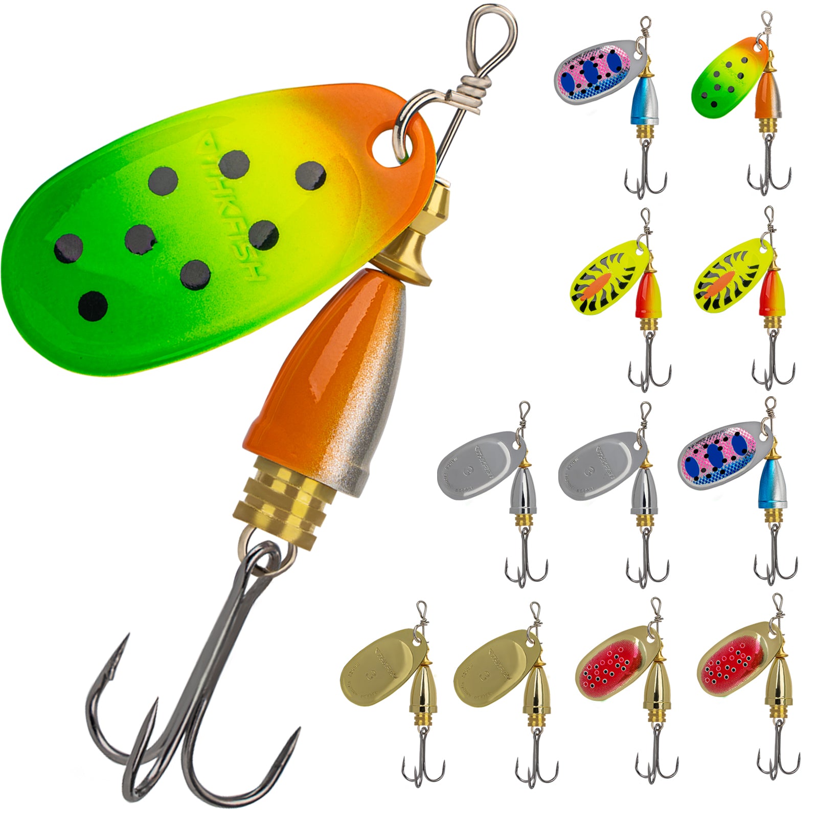 binki fishing lures THKFISH 6/12pcs Fishing Spinnerbait Lures for Bass Trout Crappie, 12pcs-1/5oz
