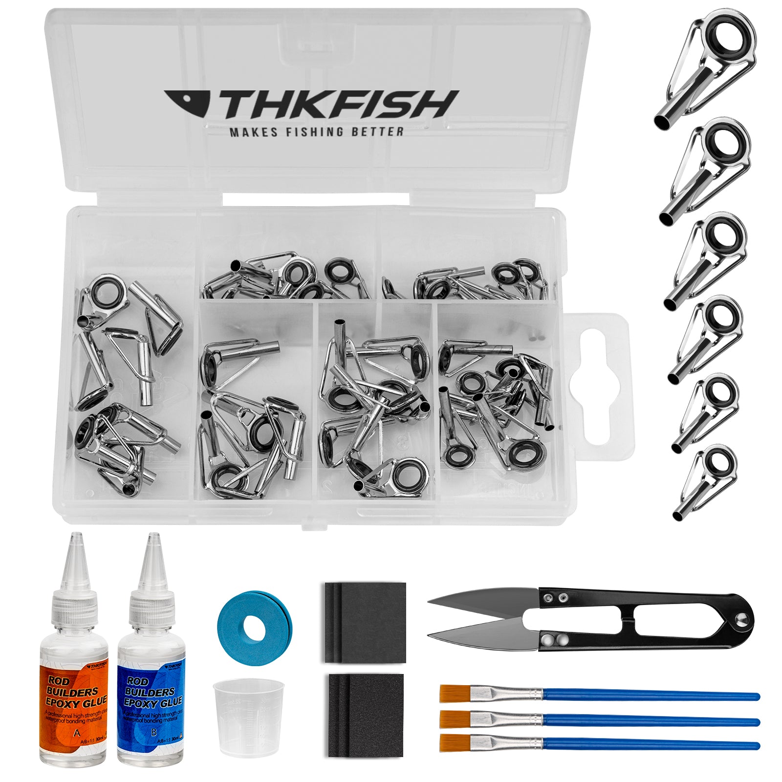dfixing a fishing pole tip THKFISH Fishing Rod Tip Repair Kit with Glue 42PCS