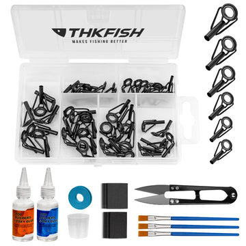 THKFISH 42PCS 6 Sizes Fishing Rod Tip Repair Kit with Glue