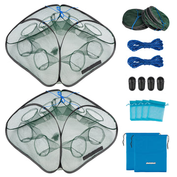 THKFISH 2PCS Foldable Fishing Net Minnow Lobster Trap