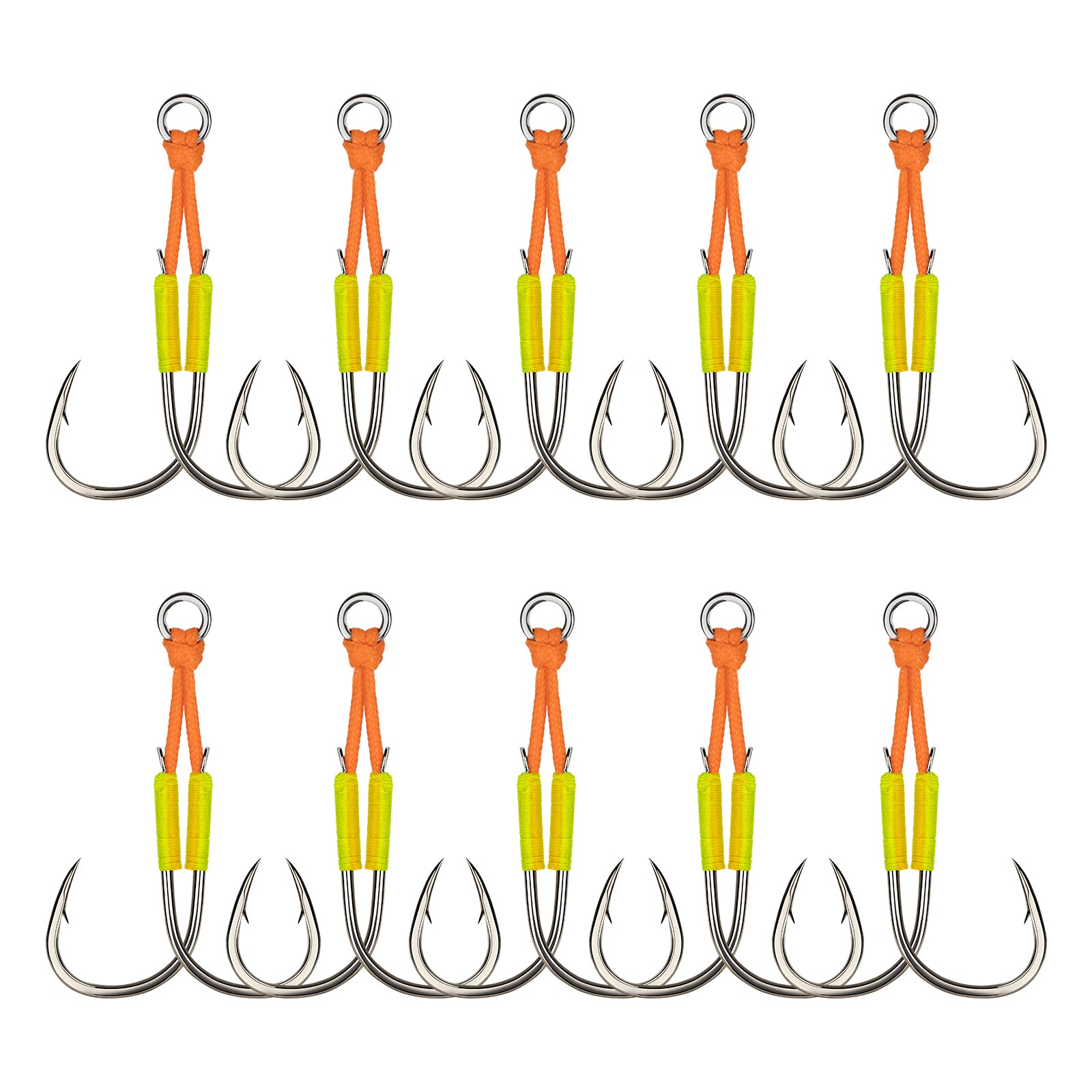 THKFISH 10pcs Fishing Assist Hooks For Saltwater Jigging