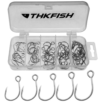 THKFISH 50pcs/100Pcs Box Inline Single Hooks Replacement Fishing Hooks