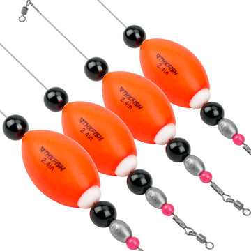 THKFISH 4PCS 2.4in Weighted Bobbers for Fishing Popping Cork Float Rig