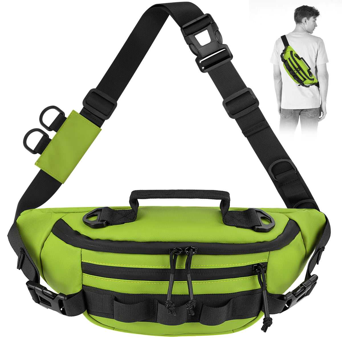 THKFISH Waterproof Fishing Tackle Bag Fanny Pack Waist Bag, Green