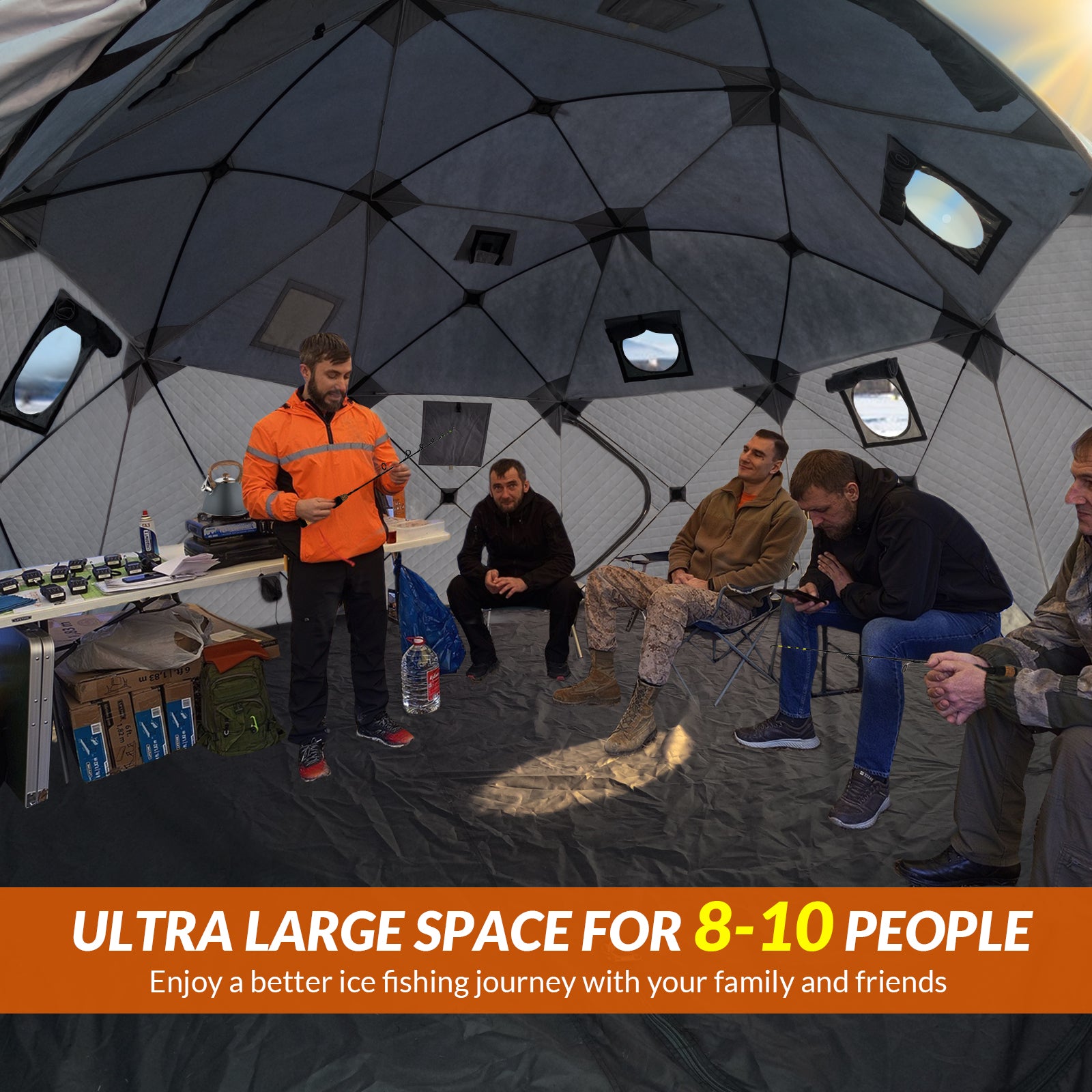 THKFISH 8-10 Person Pop-Up Ice Fishing Tent1