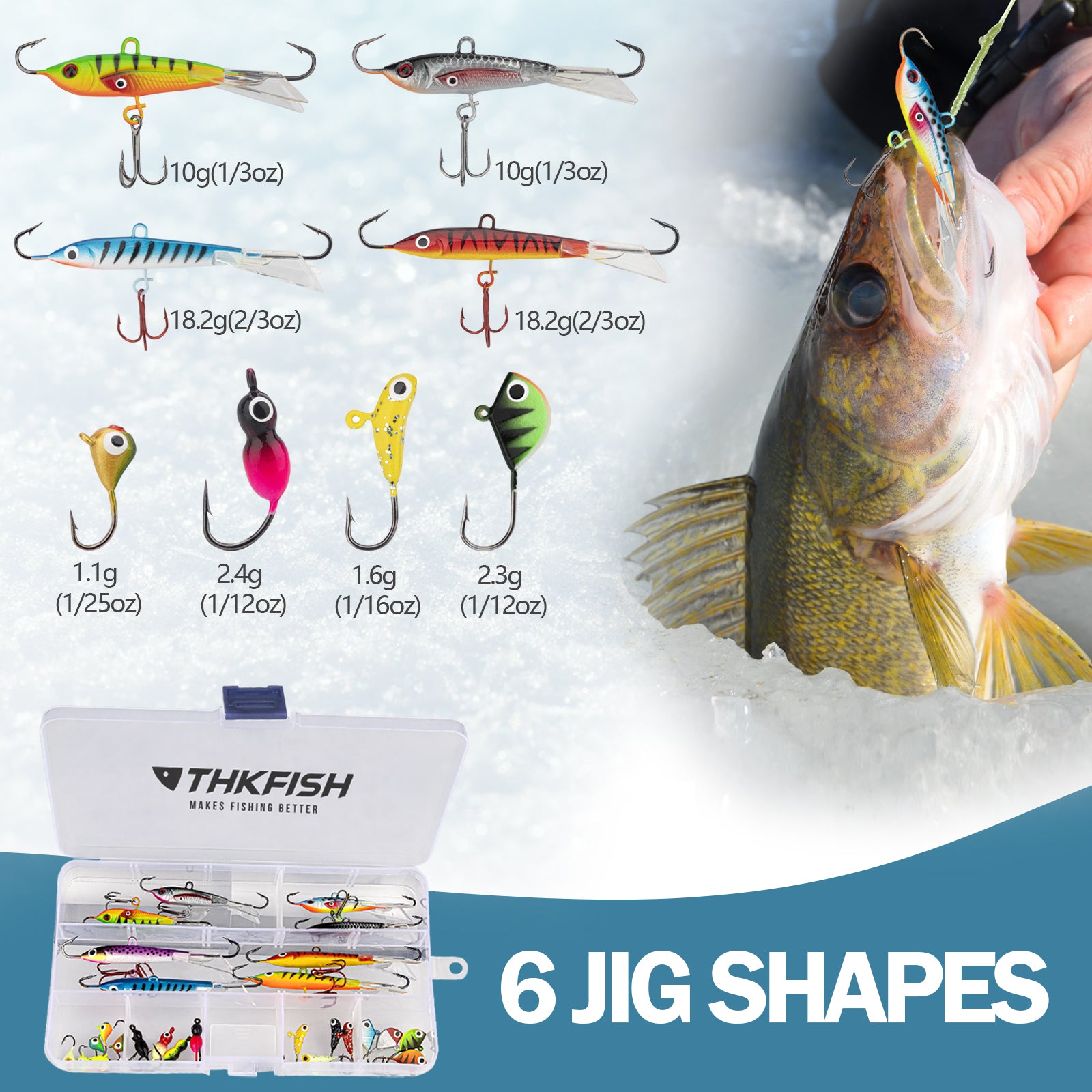 best new ice fishing lures THKFISH 26/40PCS Ice Fishing Jigs Lures Set, A-26PCS