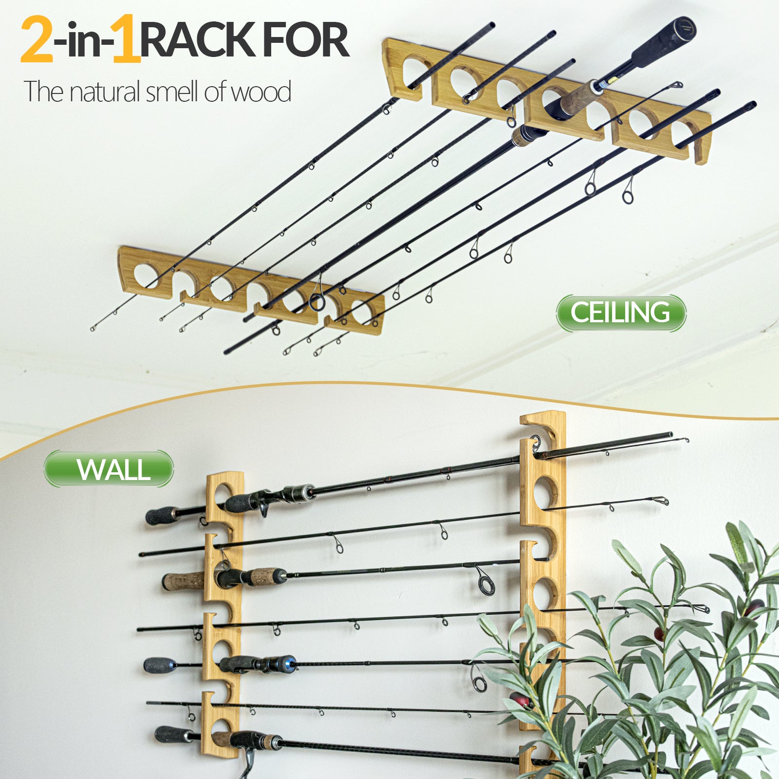 THKFISH Fishing Rod Racks Holders for Garage,1 Pair