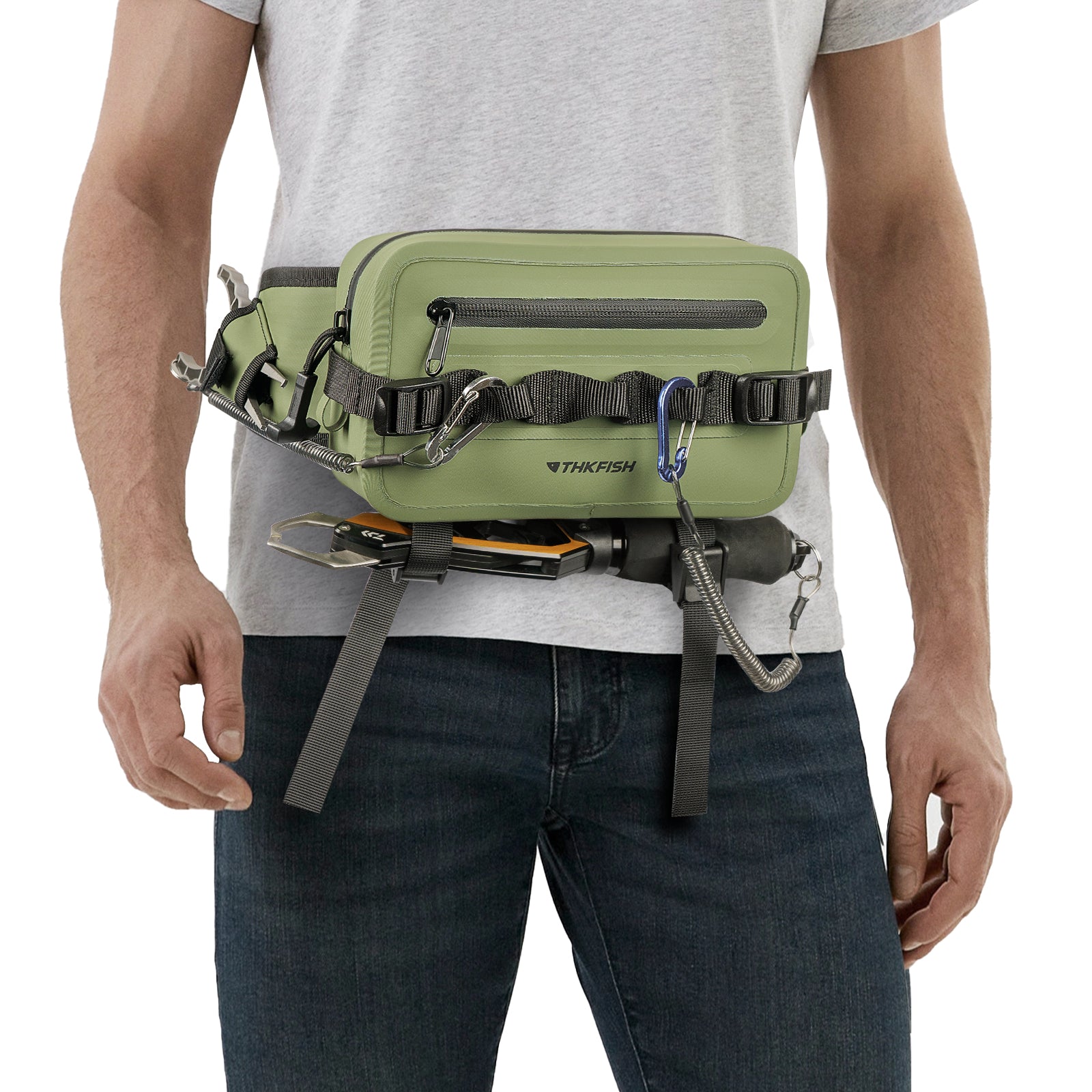 THKFISH Waterproof Flying Fishing Tackle Waist Bag with Rod Holders