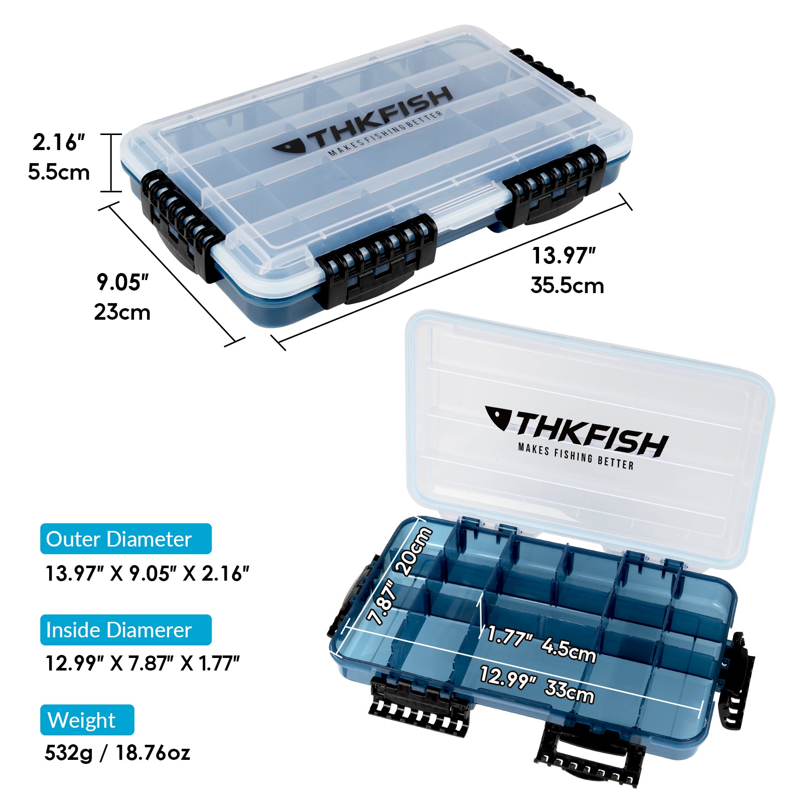 THKFISH 3600/3700 Large Fishing Tackle Lure Bait Box for Sale, 2PCS-(3600 +3700L Tackle boxes)