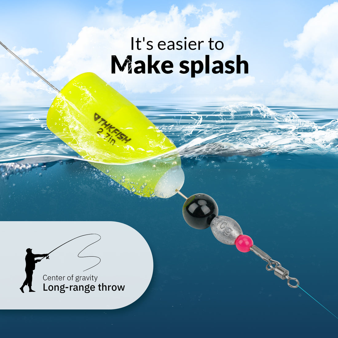 THKFISH 4PCS Weighted Fishing Bobbers Popping Floats Rig