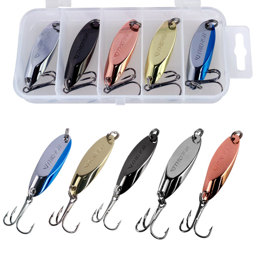 THKFISH 5pcs Fishing Spoons Lures for Trout Pike Bass Crappie Walleye