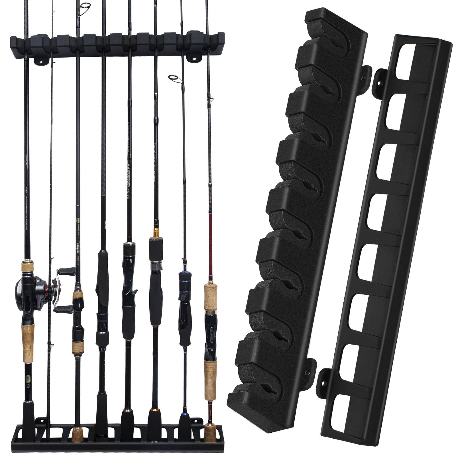 THKFISH Wall Mount Vertical Fishing Rod Rack Holds 8 Rods, Gray