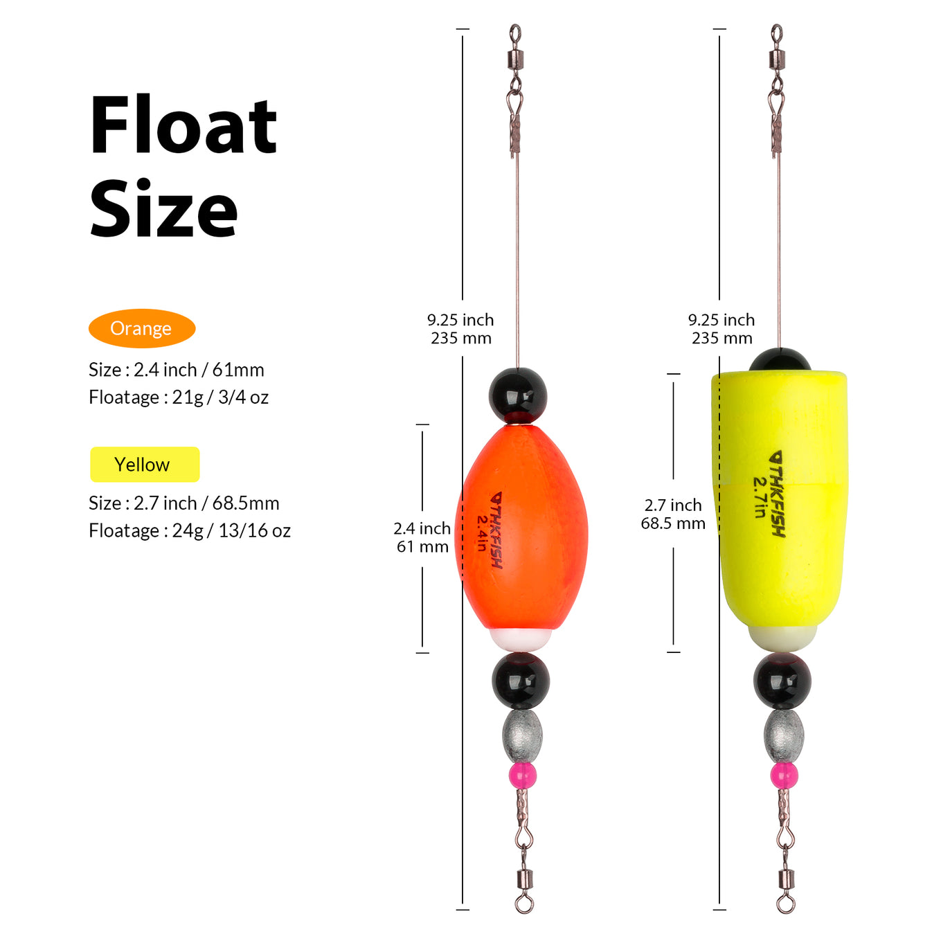 THKFISH 4PCS Weighted Fishing Bobbers Popping Floats Rig