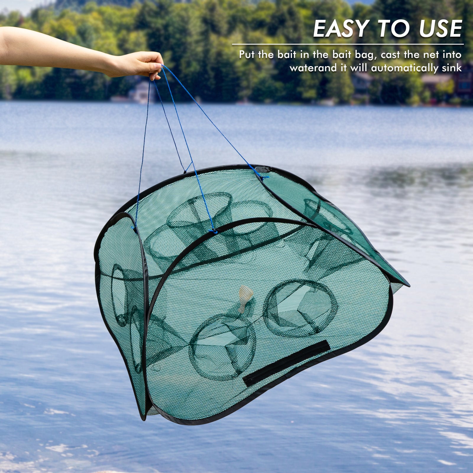 enkeeo foldable fishing net THKFISH 2PCS Foldable Fishing Net Minnow Lobster Trap