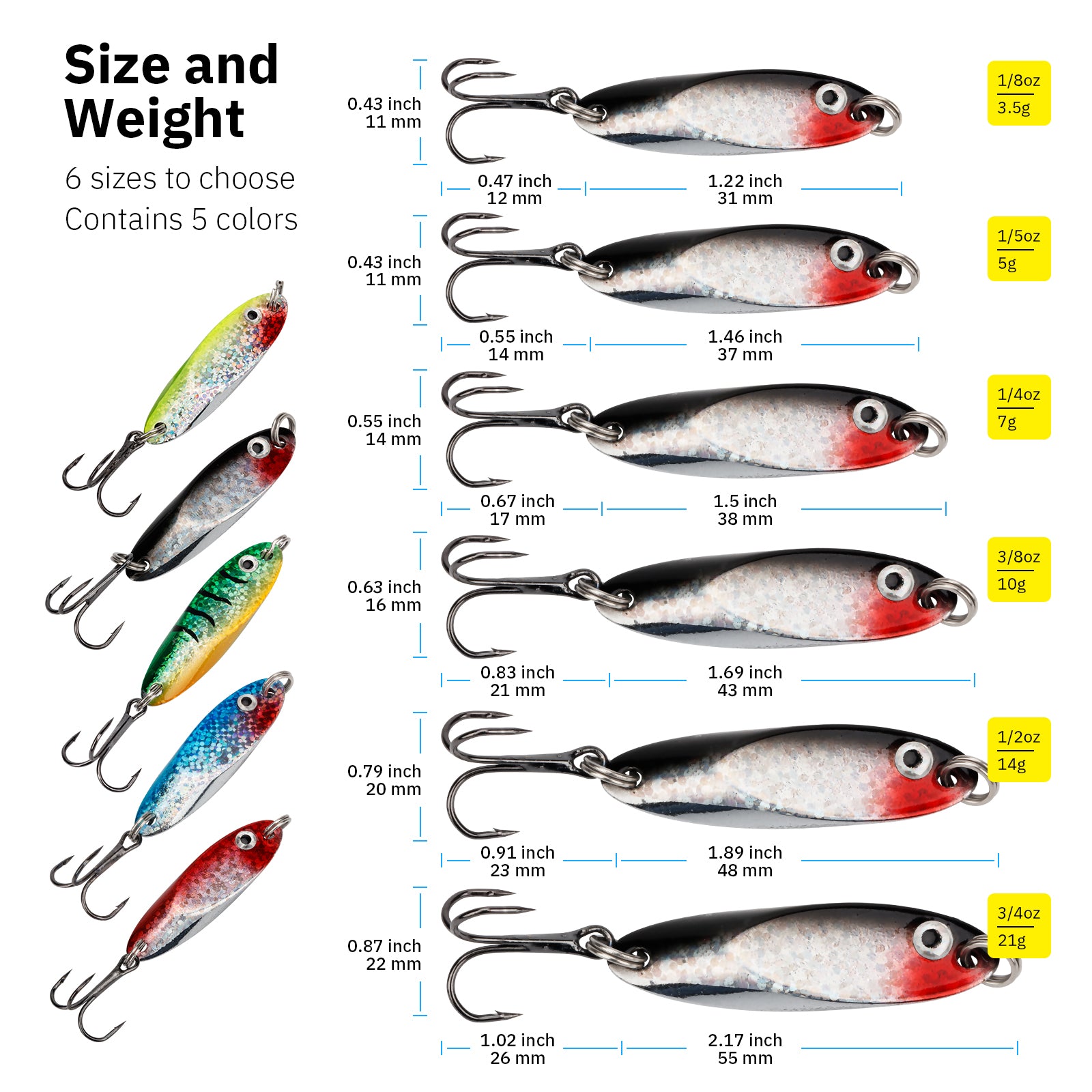 fish lure sizes THKFISH Saltwater Trout Fishing Spoons Lures for Bass