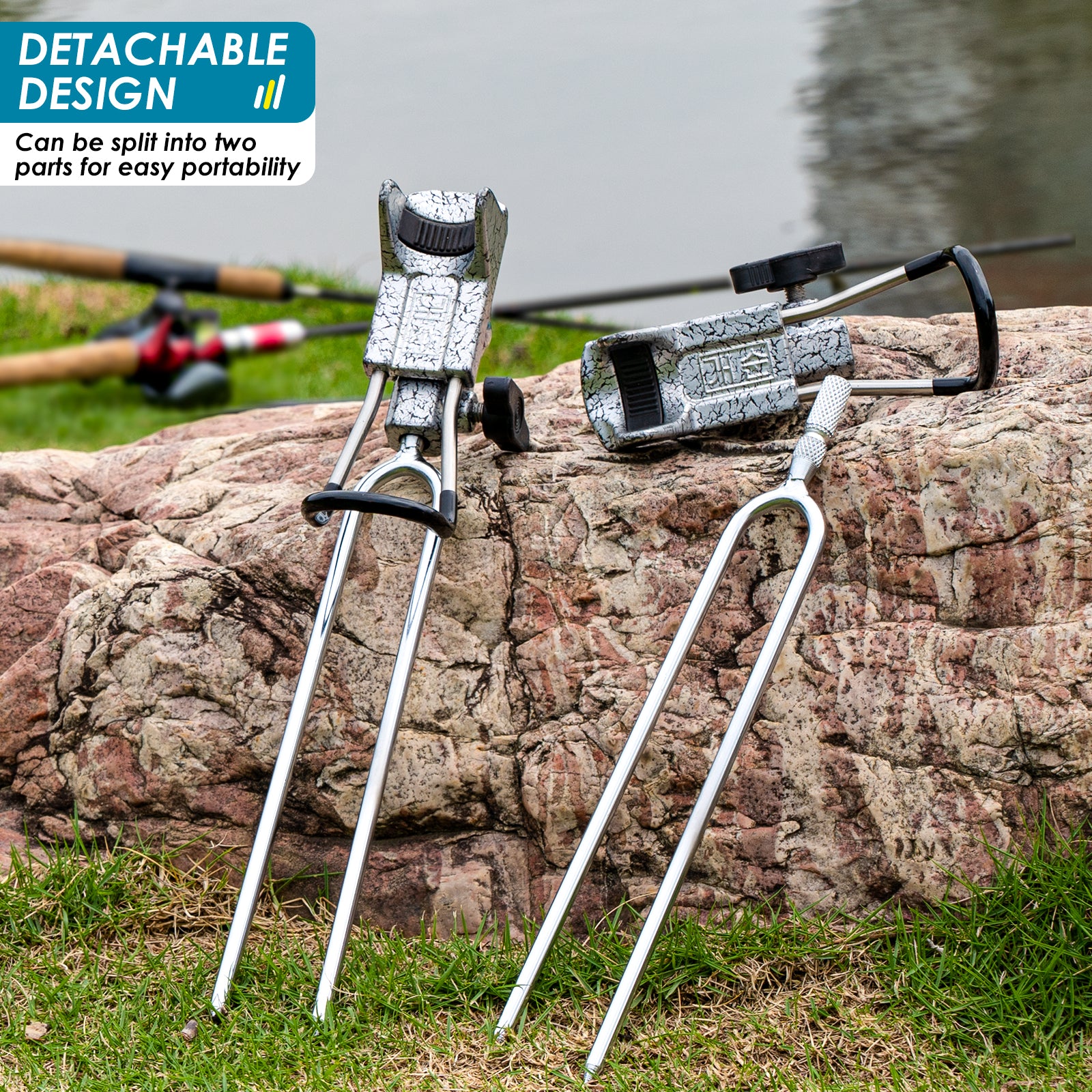 Koldan 2-Pack Adjustable Fishing Rod Holders - 360 Ground & Bank Fishing Shore Fishing Rod Stands Koldan 2-Pack Adjustable Fishing Rod Holders - 360 Ground & Bank Fishing Shore Fishing Rod Stands