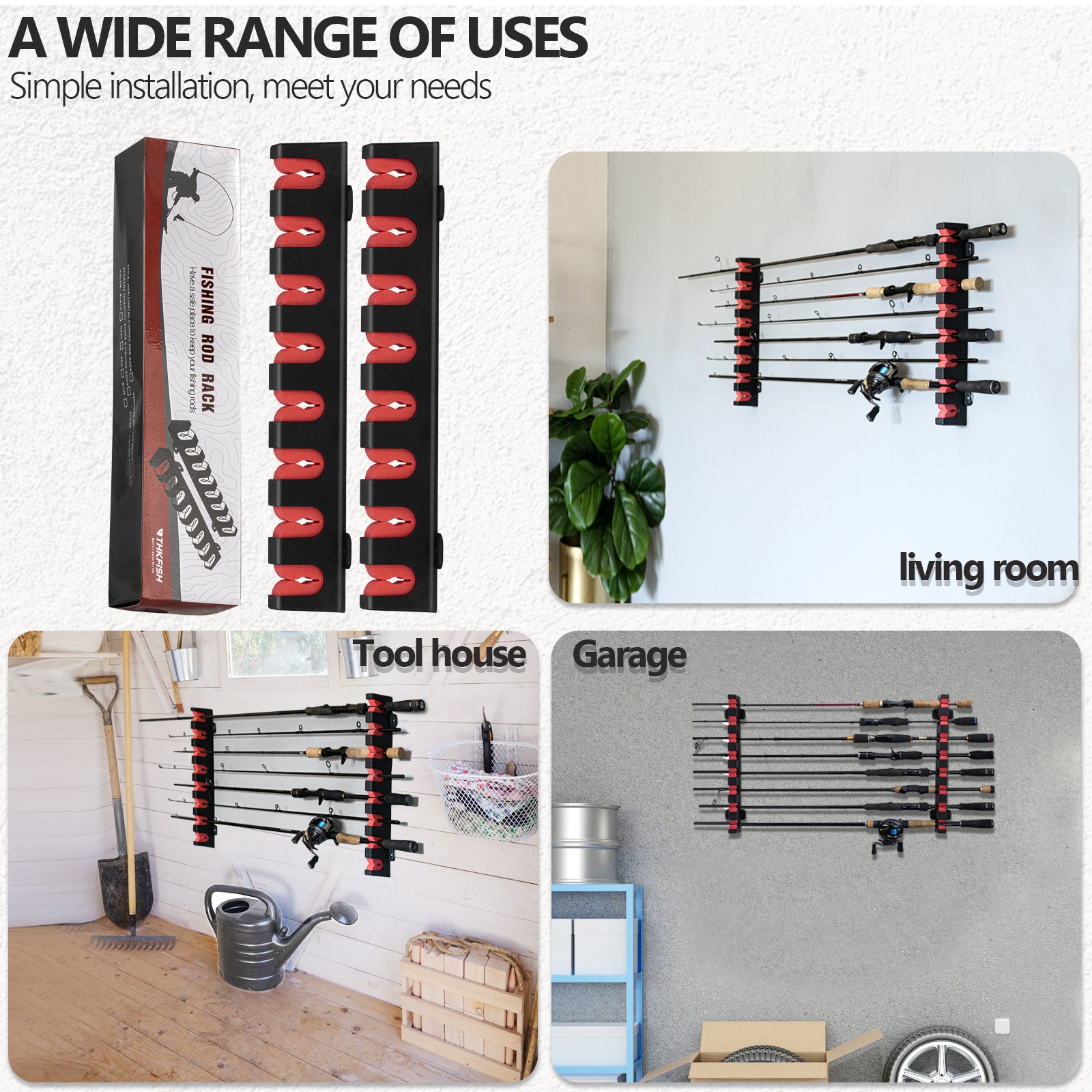 fishing rod holders for house THKFISH Wall Mount Horizontal Fishing Rod Rack