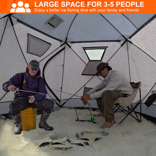 THKFISH 4-5 Person Portable Pop-Up Ice Fishing Tent with Carrying Bag