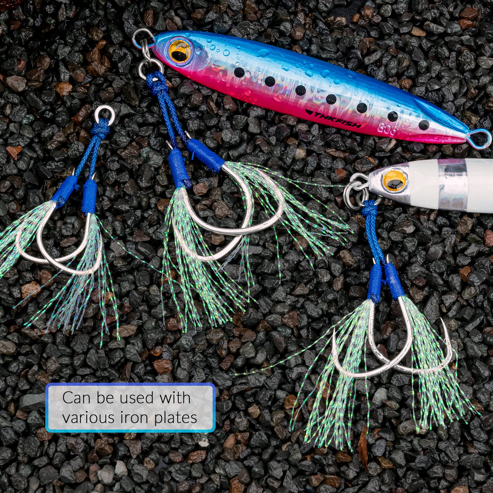 amazon surf fishing stinger net THKFISH Saltwater Dancing Stinger Jigging Fishing Assist Hooks Red / #4/0-15pcs
