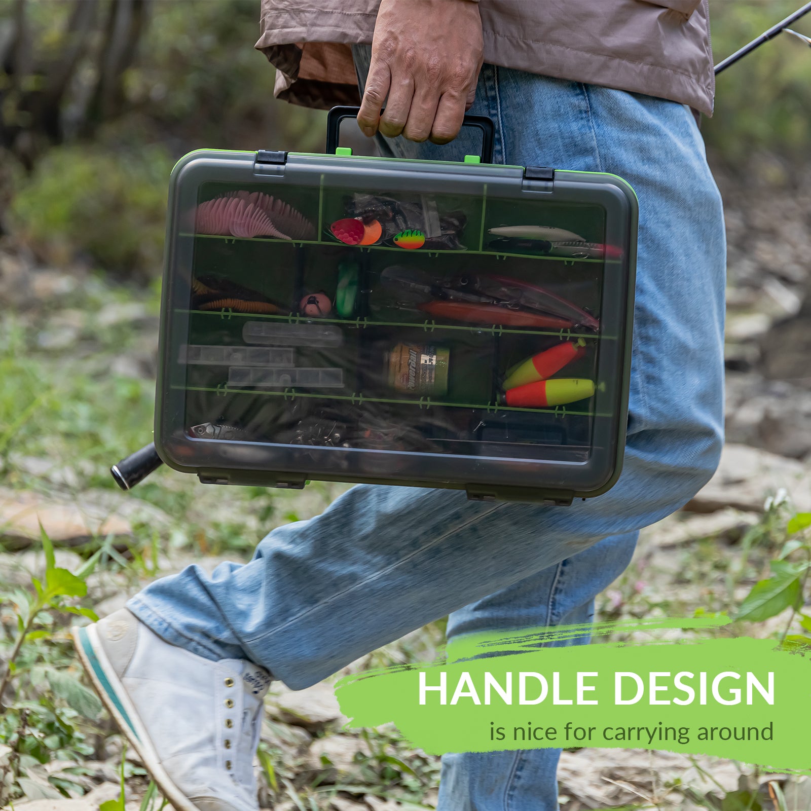 THKFISH Double Layer Large Fishing Tackle Boxes, Green THKFISH Double Layer Large Fishing Tackle Boxes, Green