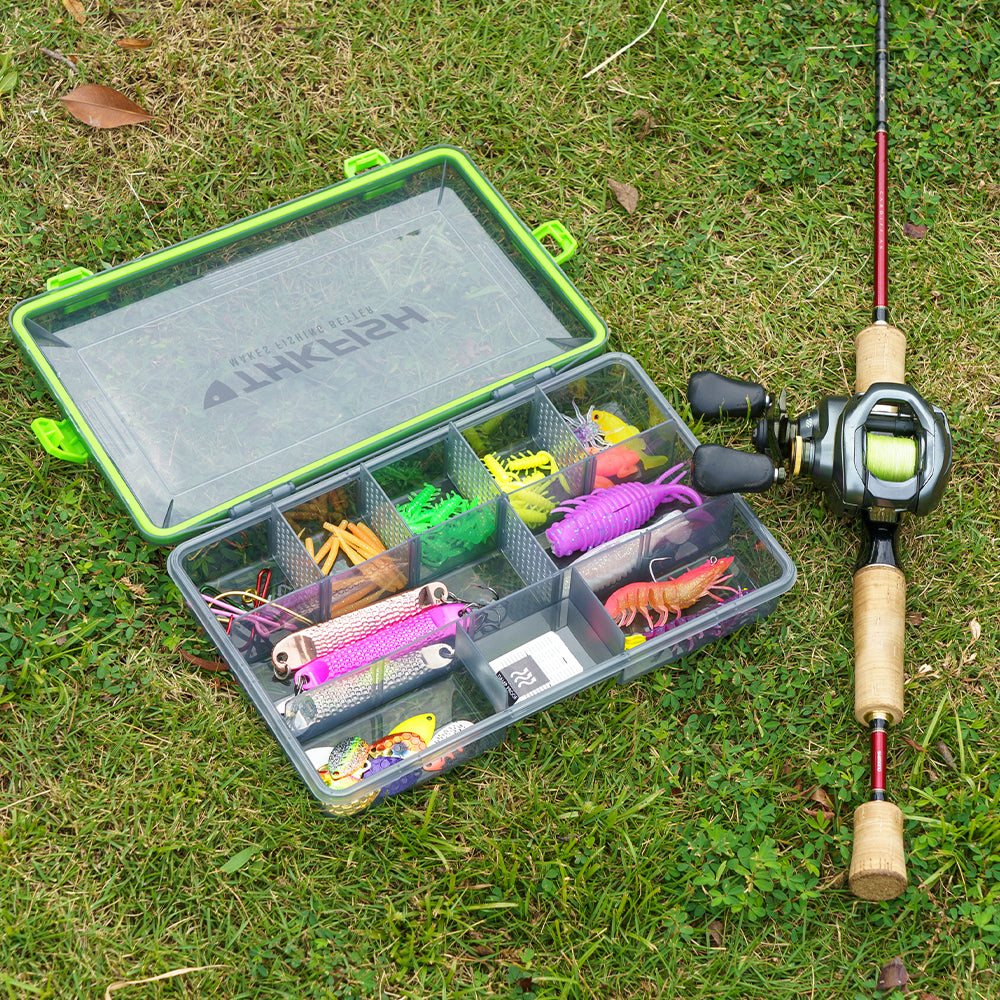 fly rod tackle box THKFISH 2PCS 3600 Waterproof Tackle Box with Dividers, Red