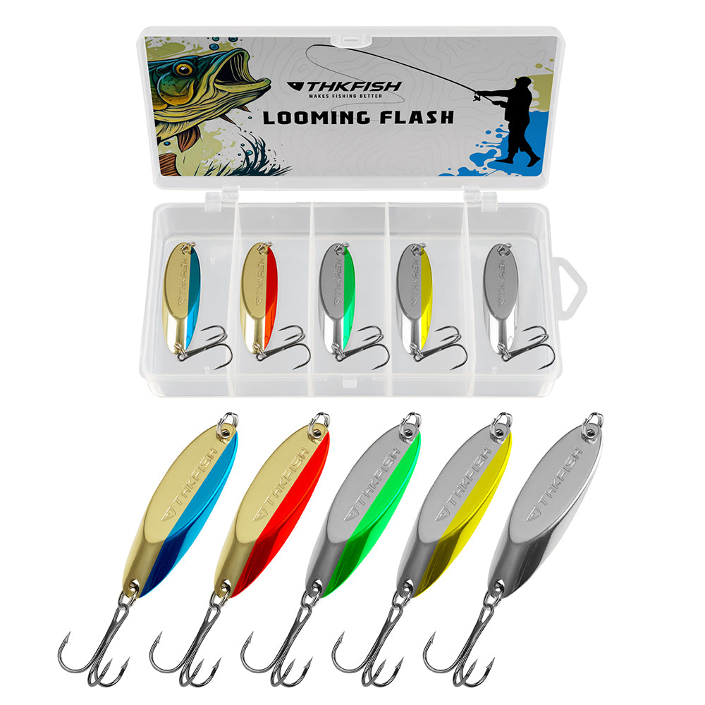 THKFISH 5pcs Fishing Spoons Lures For Bass