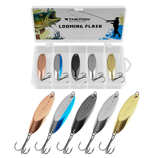 THKFISH 5pcs Fishing Spoons Lures For Bass