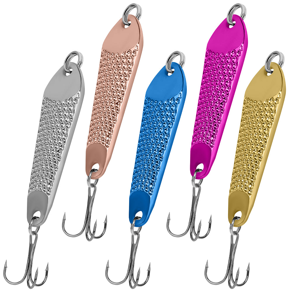 THKFISH 5pcs Jigs Fishing Lures Spoons Lure with Treble Hook