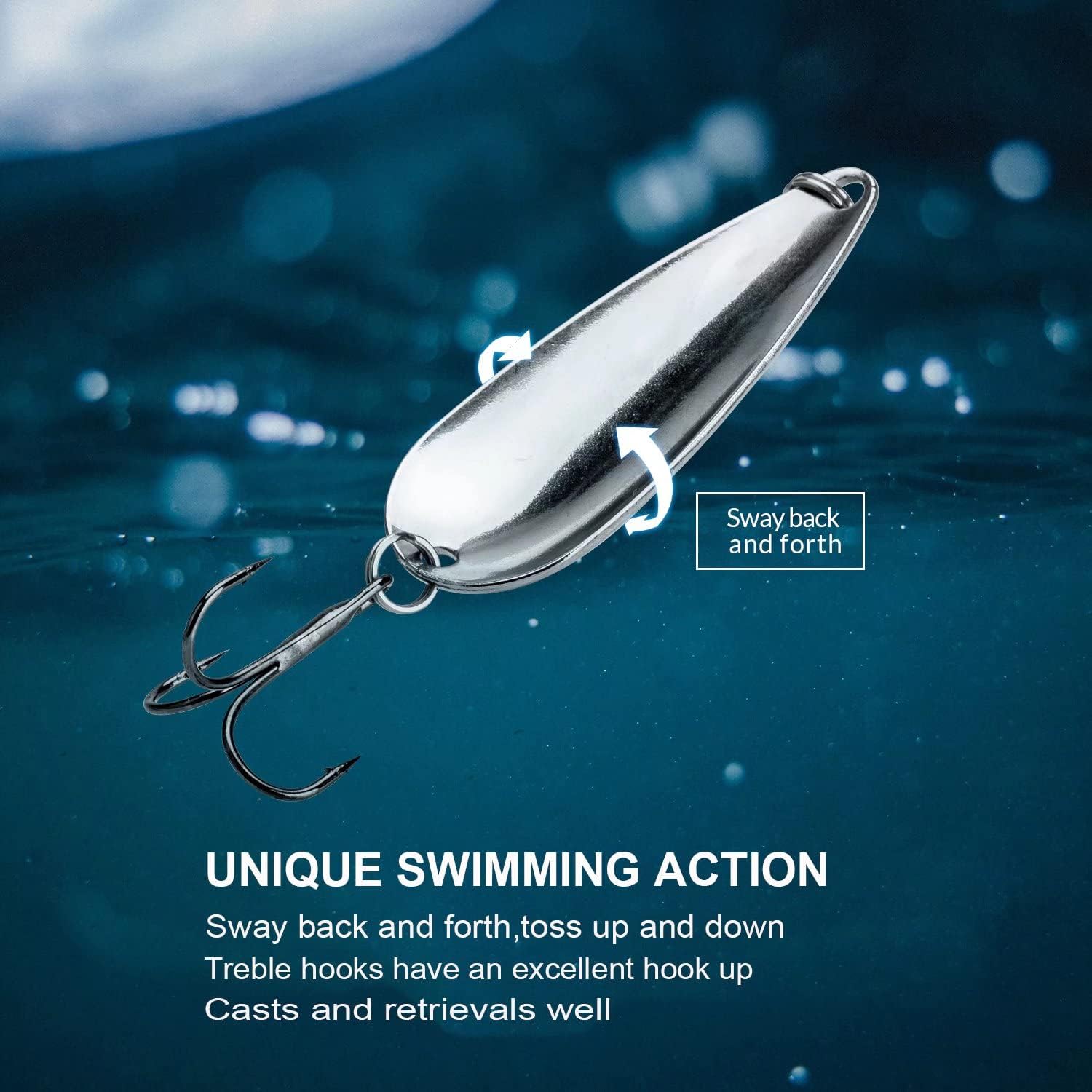 Fishing Spoon Lures 6pcs 6-Pack Fishing Spoon Lures – 15g, Treble Hook ...