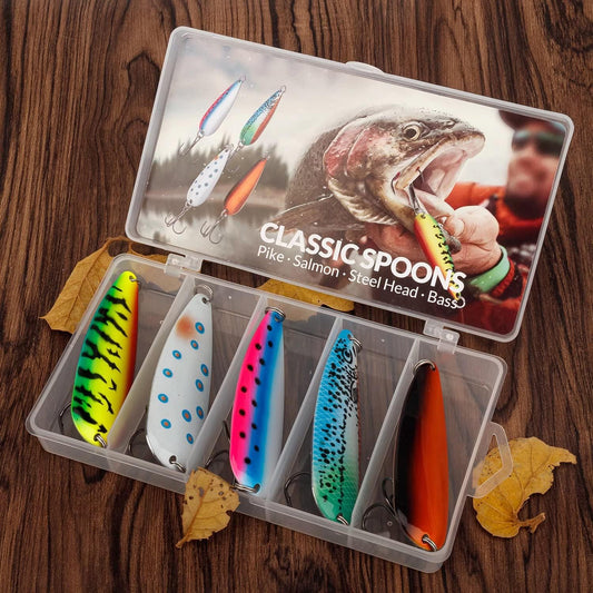 THKFISH 7 Sizes 5pcs Fishing Spoons Lures