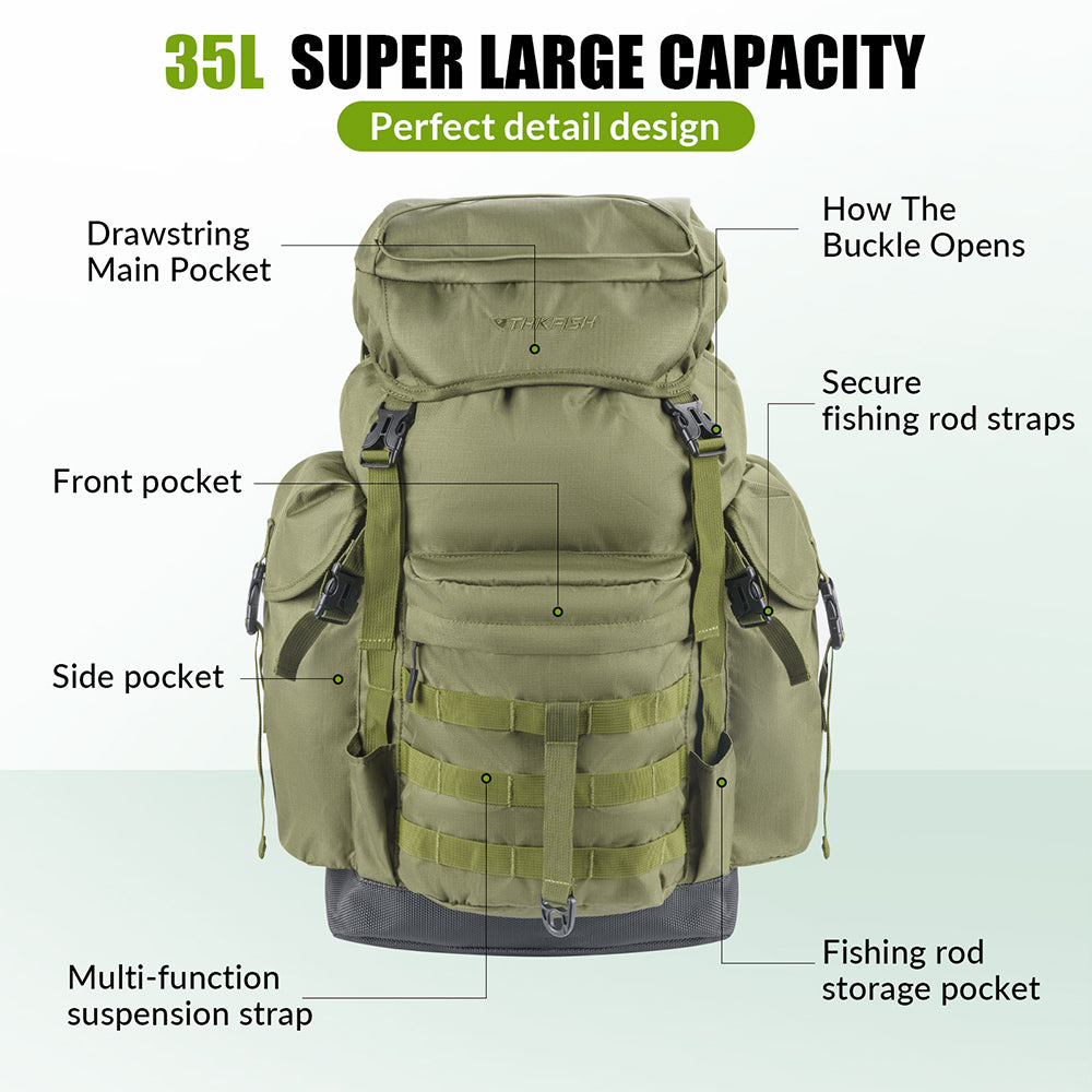 fishing tackle bag chair THKFISH Waterproof Fishing Tackle Backpack with Chair & Rod Holders