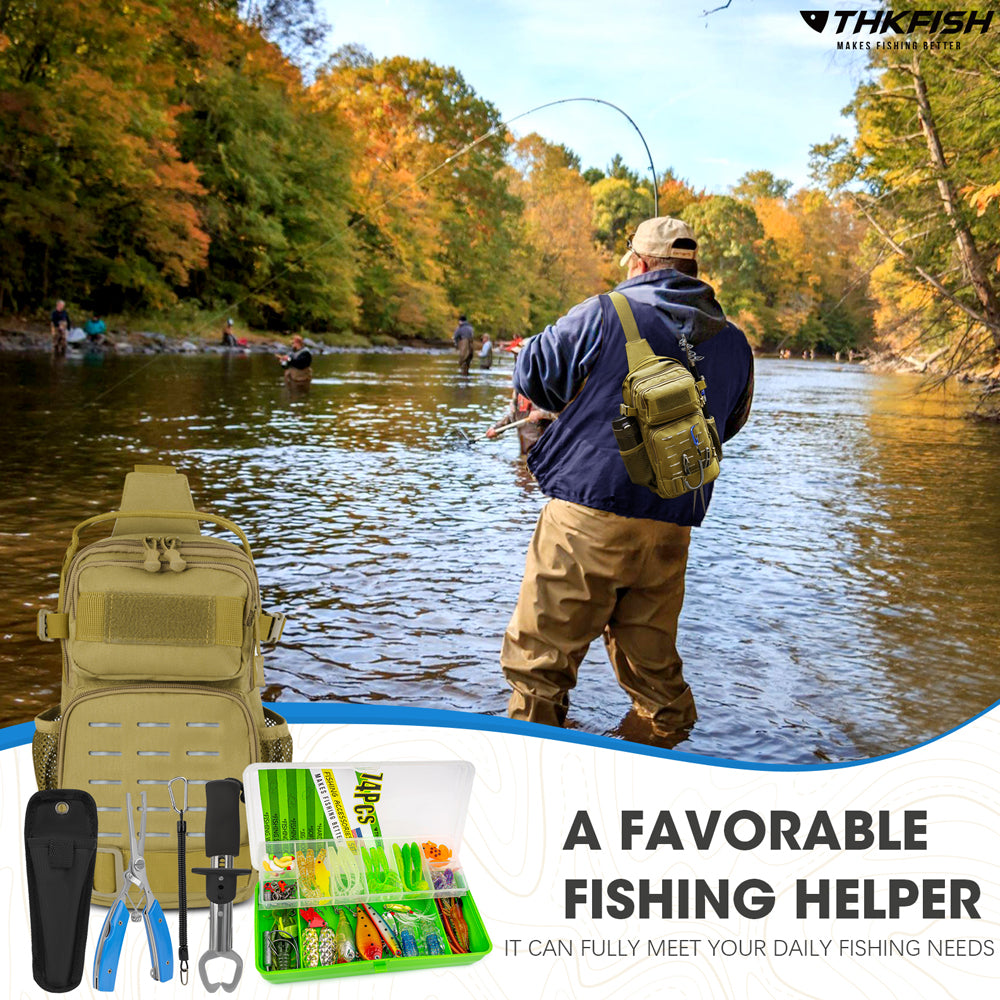 thumbnail image 2 of THKFISH 85-Piece Fishing Kit – Backpack, Pliers, Gripper, Tackle Boxes & Lures, All-in-One Gear Set 2 of 9